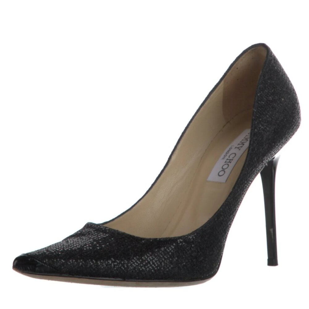 Jimmy Choo Black Glitter Pointed Toe Pumps – Size 38.5